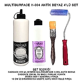 500ML H:04 ANTİK BEYAZ HYBRİD + 250ML PARLAK VERNİK 4'LÜ SET
