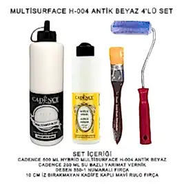 500ML H:04 ANTİK BEYAZ HYBRİD + 250ML YARIMAT VERNİK 4'LÜ SET