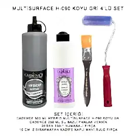 500ML H:090 KOYU GRİ HYBRİD + 250ML PARLAK VERNİK 4'LÜ SET
